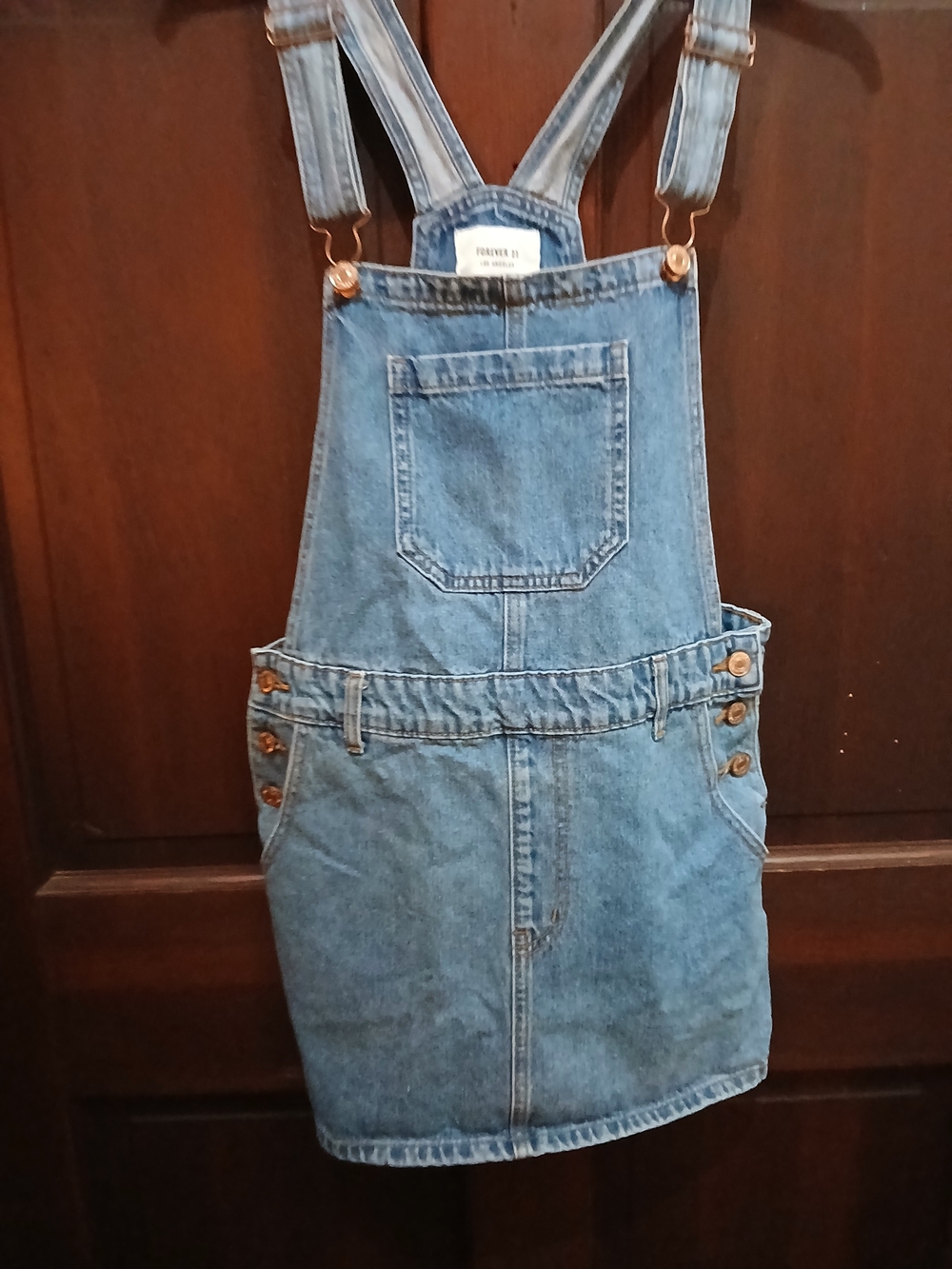 Forever 21 Women's Light Blue Denim Bib Overall Dress Size S